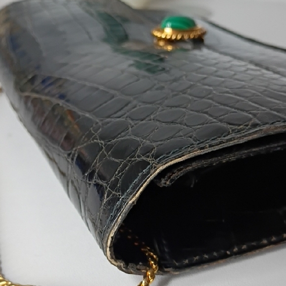 Vintage 60s Pedro Mayorga Buenos Aires Black Crocodile Embossed Clutch - Picture 8 of 16